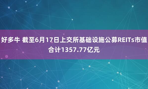 好多牛 截至6月17日上交所基础设施公募REITs市值合计1357.77亿元