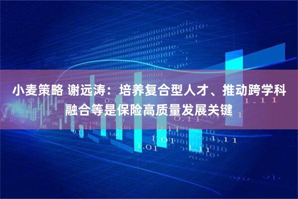 小麦策略 谢远涛：培养复合型人才、推动跨学科融合等是保险高质量发展关键