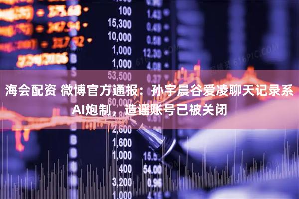 海会配资 微博官方通报：孙宇晨谷爱凌聊天记录系AI炮制，造谣账号已被关闭
